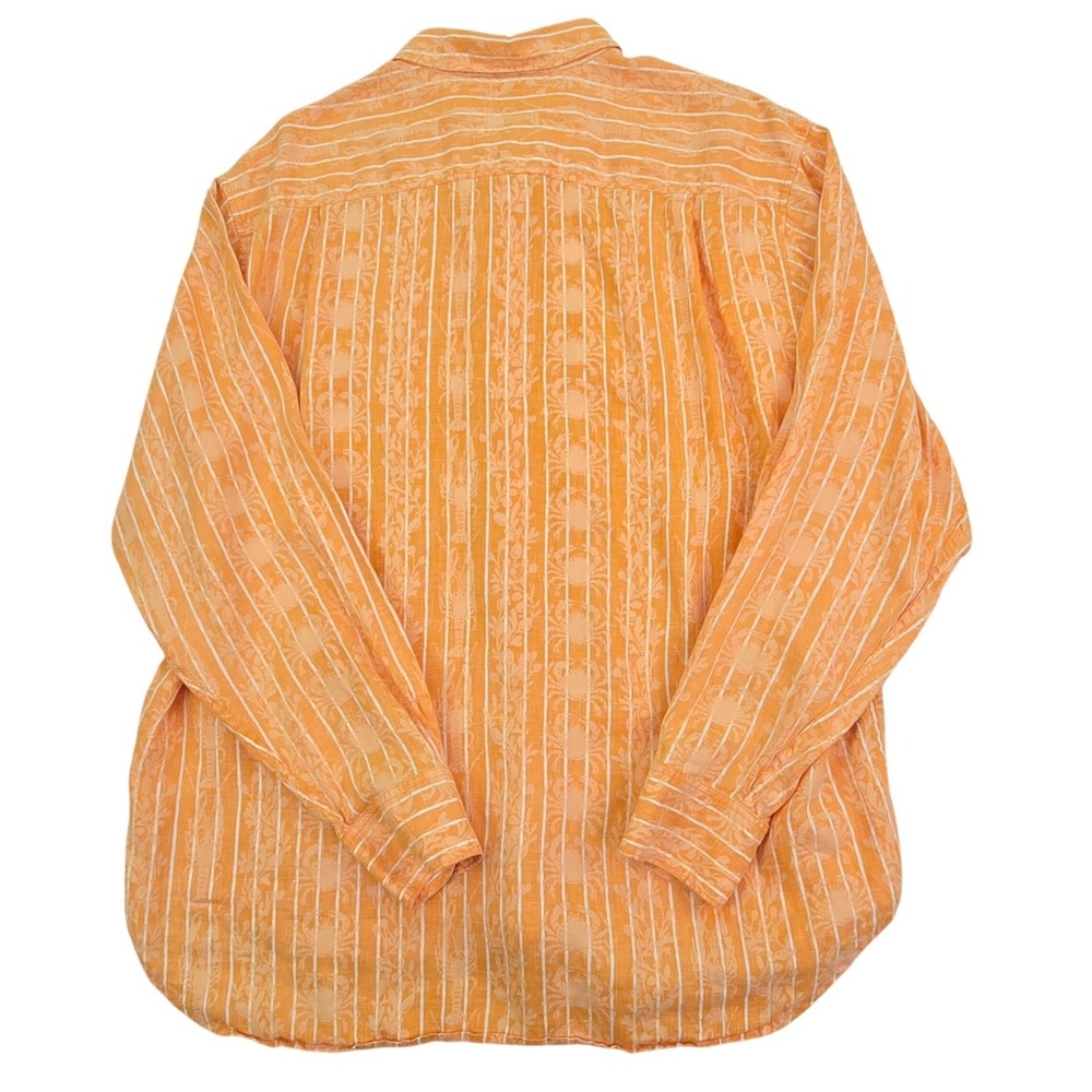 Tommy Bahama Relax Button Down Shirt Mens XL Orange 100% Linen Crab Lobster - Picture 2 of 7